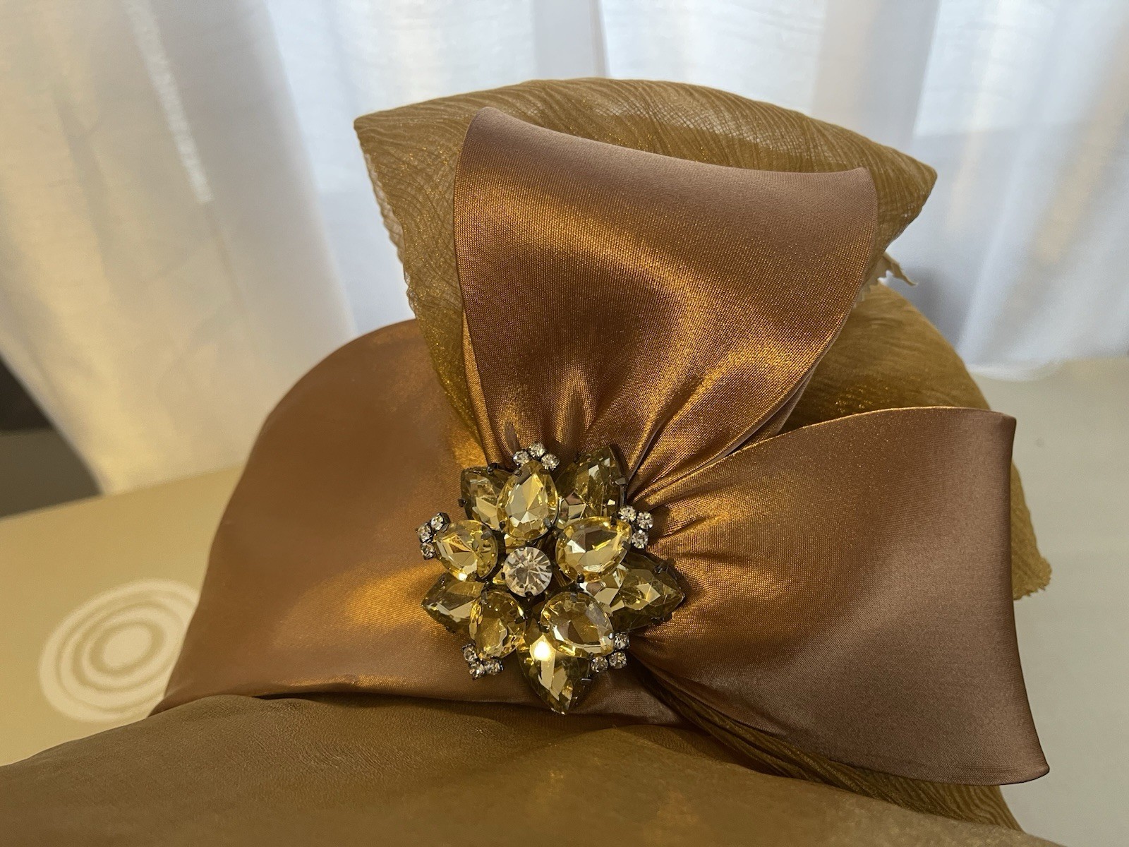 Ashro GoldFormal Statement Hat Sequined Derby Box… - image 8