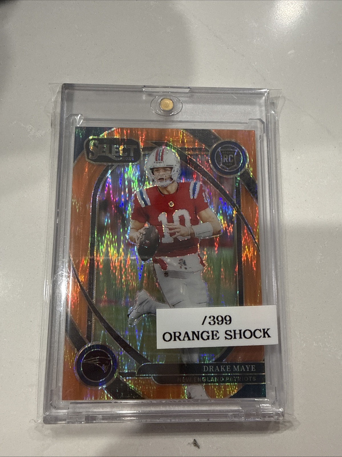 2024 Panini Select - Club Level Drake Maye #218 Orange Shock Prizm /399 (RC)