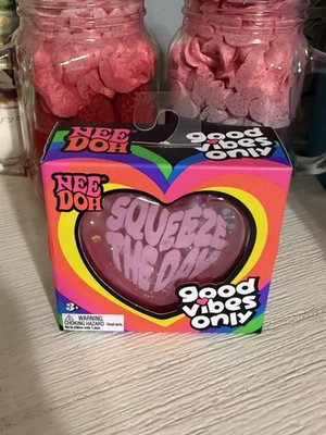 NeeDoh Good Vibes Only Heart Pink Heart ''Squeeze The Day'' TikTok Viral NIB RARE