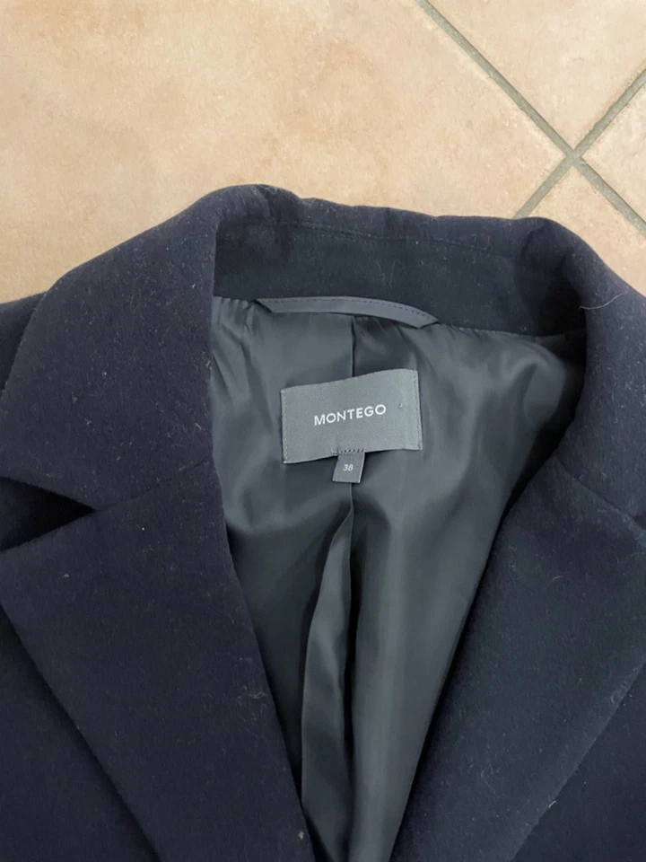 Klassischer taillierter Wintermantel, Knielang, Dunkelblau, Gr. 38 - Bild 3 von 4