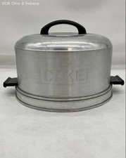 Vintage Kromex Cake Carrier w Locking Lid Aluminum 11.5"