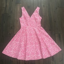 Maeve Anthropologie Pink Floral Jacquard Fit & Flare Dress Size 8