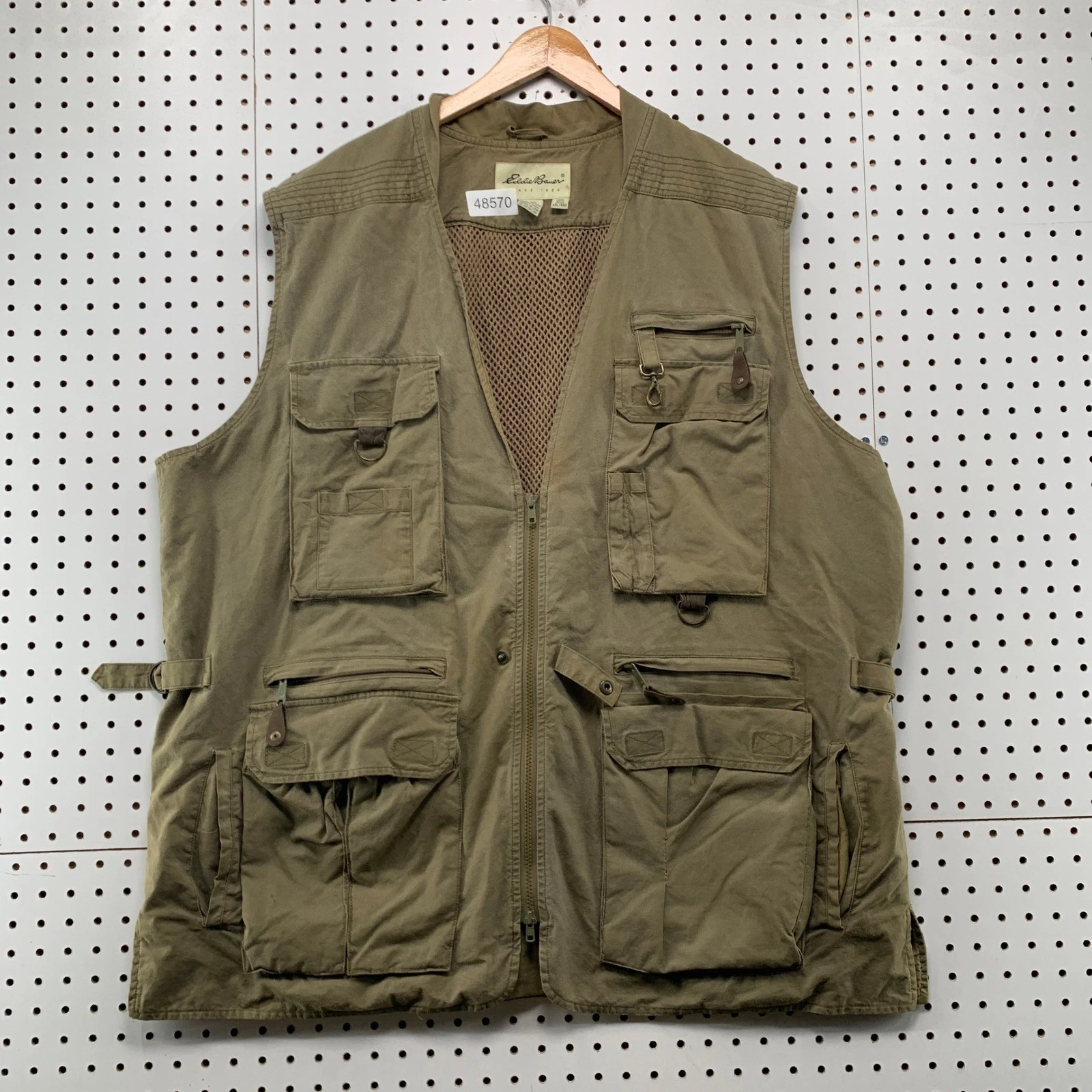 Vintage Eddie Bauer Fishing Vest Mens XXL Tall Beige 90s Utility Cargo Gorpcore