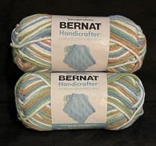 2 Bernat HANDICRAFTER Cotton Yarn STONEWARE OMBRE Blue Green Peach White