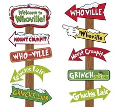 Christmas Decorations Santa Grinch Whoville Wall Hanging Signs Xmas Gift 20PCS
