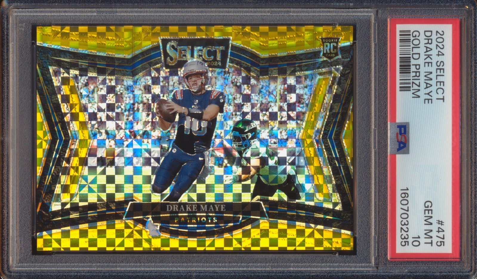 2024 PANINI SELECT DRAKE MAYE #475 FIELD LEVEL GOLD PRIZM ROOKIE 4/10 PSA 10!