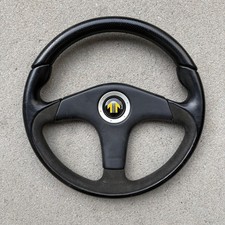 Genuine Momo 3 Spoke Steering Wheel D35 70116 350mm Italy 1996 Black Leather