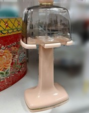 Vintage Kmart IVORY colored - Covered Pedestal Toothbrush Caddy - Holds 4