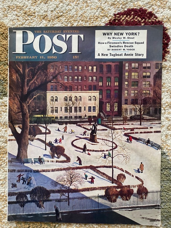 1950 Saturday Evening Post John Falter Gramercy Park Illustration Cover Only