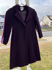 VTG Rothschild Hide-Away Button Down Hooded Wool Coat Girls Size 8 - Deep Purple
