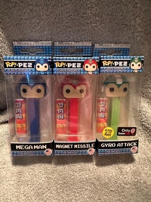 Mega Man Funko POP!+PEZ-Blue Bomber, Gyro Attack, Magnet Missile