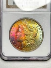 1882 S $1 NGC MS 63 Morgan Silver Dollar Coin Rainbow Toned Gem Textile Toning