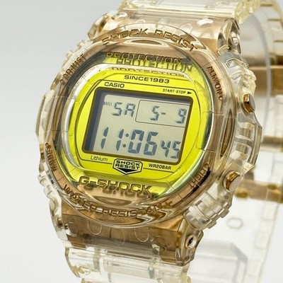 CASIO G SHOCK DW-5735E 35th Anniversary Glacier Gold Skeleton Japan In hand