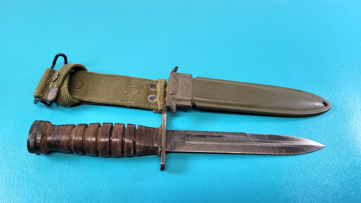 米軍　US　WW2　M1バヨネット（刃身切断タイプ）　鞘とグリップ WWII US M1 Carbine CASE Bayonet Knife + WW2 USM8 Scabbard TR954 | eBay