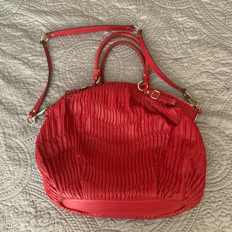 Cartera Lindsey Coach Madison de cuero recogido - roja Foto 2 de 3