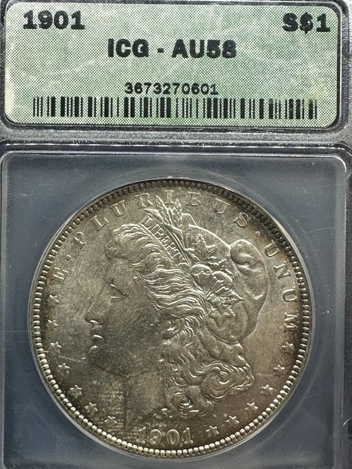 1901 ICG AU58 $1 Morgan Dollar  Undergraded ? Rare Date ! Low Start ! - Image 2 of 4