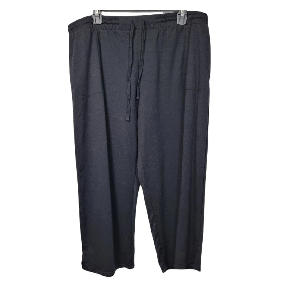 Natori Black Lounge Drawstring Waist Capri Pants with Pockets Size XL