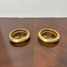 Set 2 Coaster Amber MCM Pressed Glass Starbur...