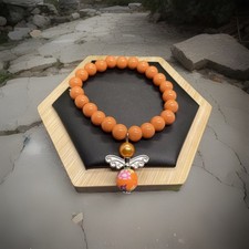 7  Plus Stretch Bracelet Set Stone/Glass Bead Angel Charm New Free Ship B8849