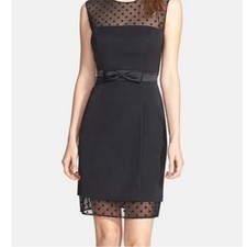 Aidan by Aidan Mattox Polka Dot Neckline Little Black Dress – Black | Size 0
