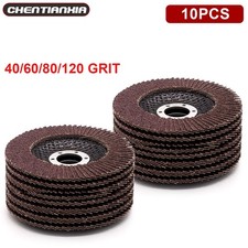 Image of 10x Flap Discs 40 60 80 120 Grit 115mm Sanding Discs for Sanding Grinding Metal