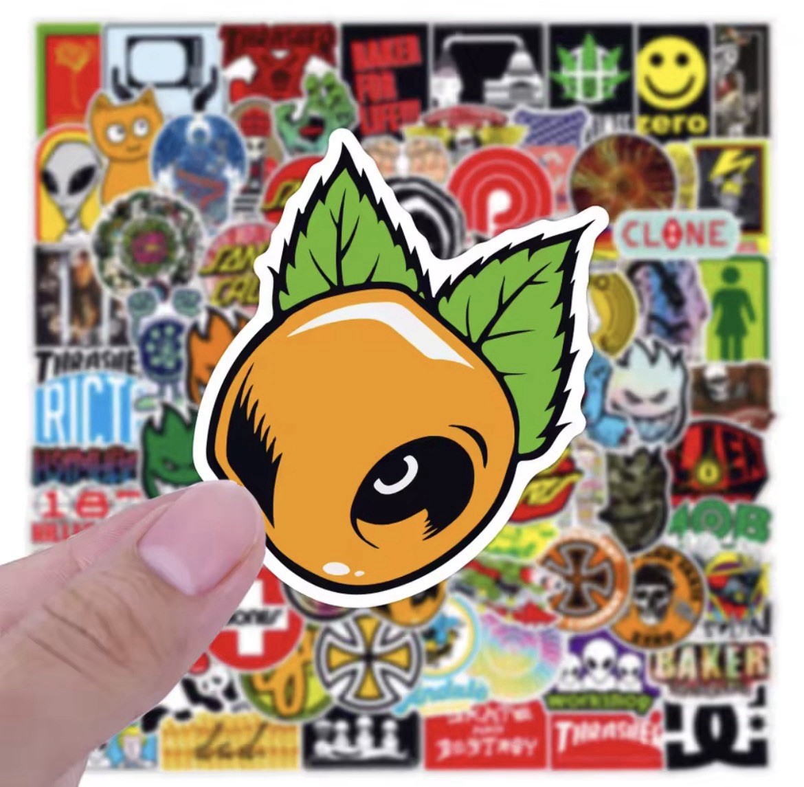 Skate Logo Brand Stickers 50pk Mix Santa Cruz Thrasher Baker Alien