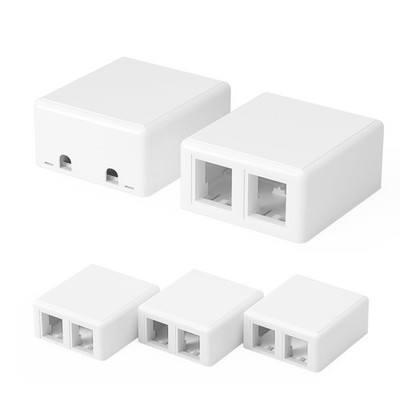 Keystone Jack Surface Mount Box 2-Port for UTP Cat6/Cat5e/Cat5 RJ45 Keystone ...
