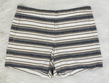 Ann Taylor Women's Sz 6 Ivory Beige Striped Linen Cotton Blend Devin Shorts