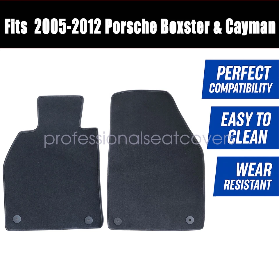 Alfombrillas delanteras y traseras alfombras impermeables terciopelo negro para 05-12 Porsche Boxster Foto 3 de 4