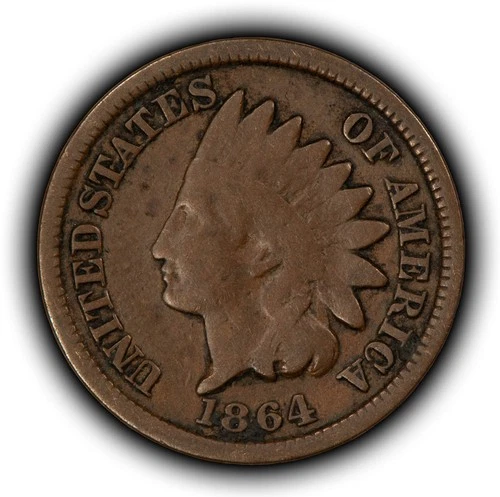 New Listing1864 1c Indian Head Small Cent - Bronze - Chocolate Brown VG/Fine - SKU-Y6483