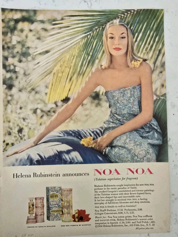 1954 Helena Rubinstein Noa Noa perfume Vintage Ad 
