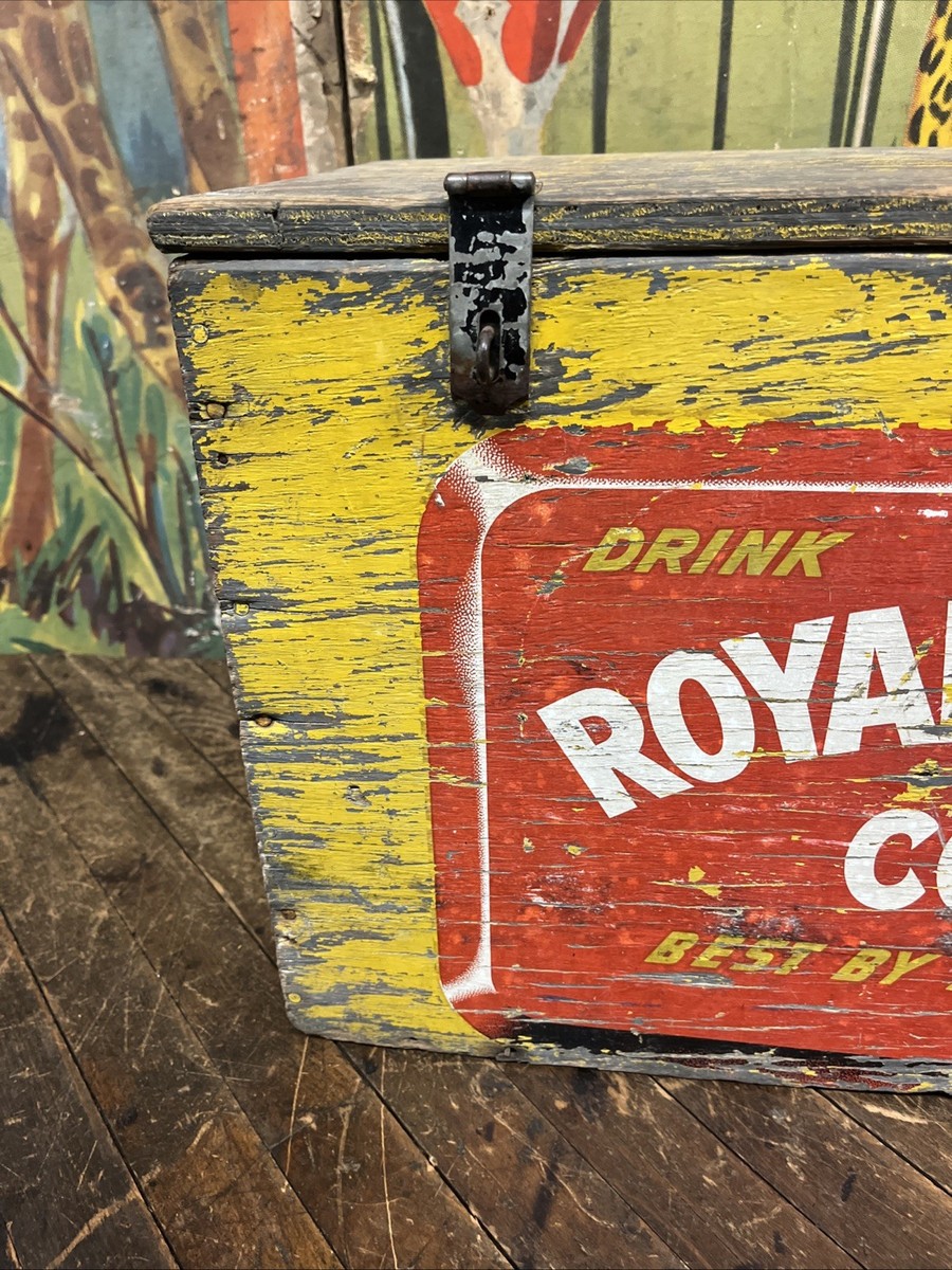 VINTAGE C. 1940 ROYAL CROWN COLA RAILROAD COOLER SIGN COCA COLA