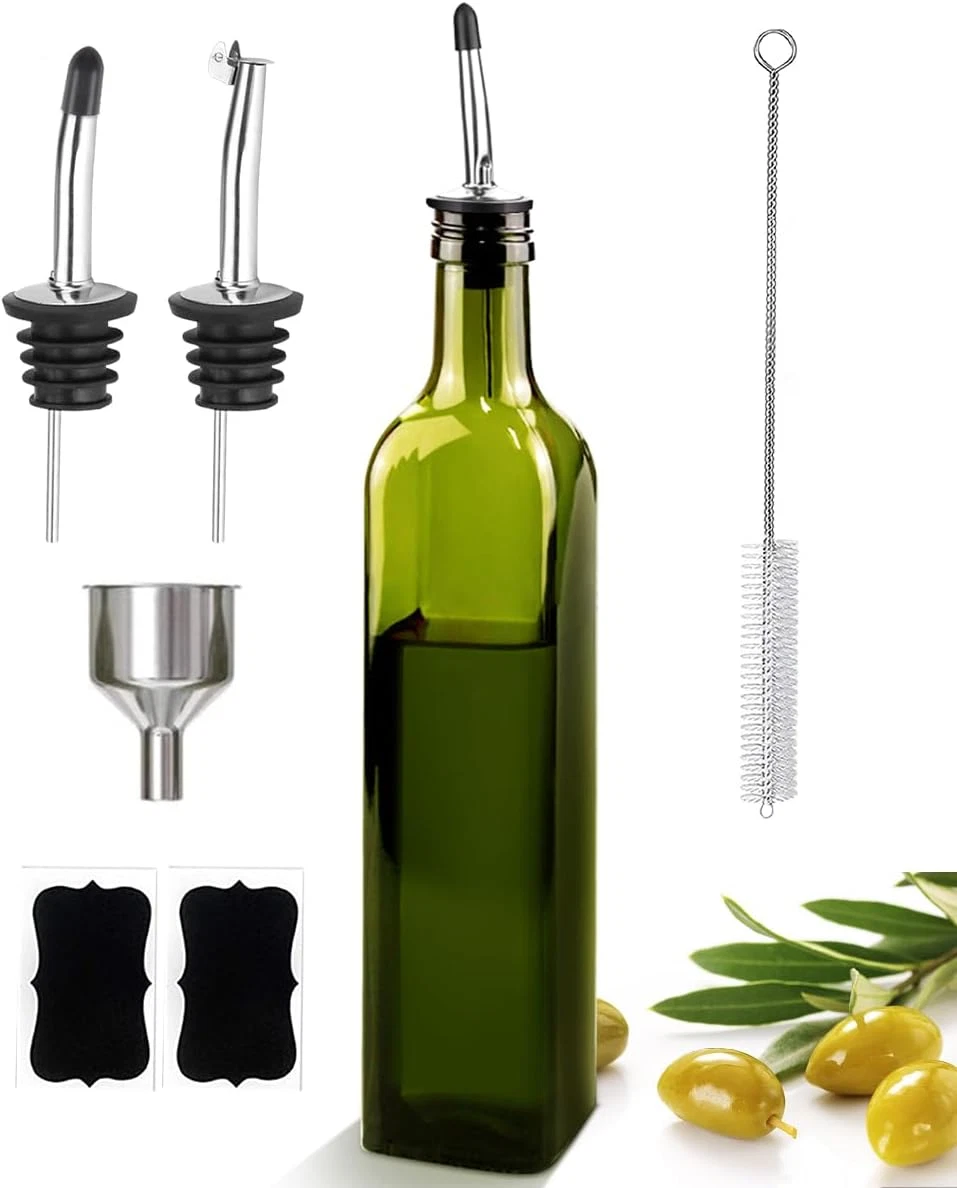 Olive Oil Dispenser Bottle, 17Oz Glass Olive Oil Dispenser and Vinegar Dispenser