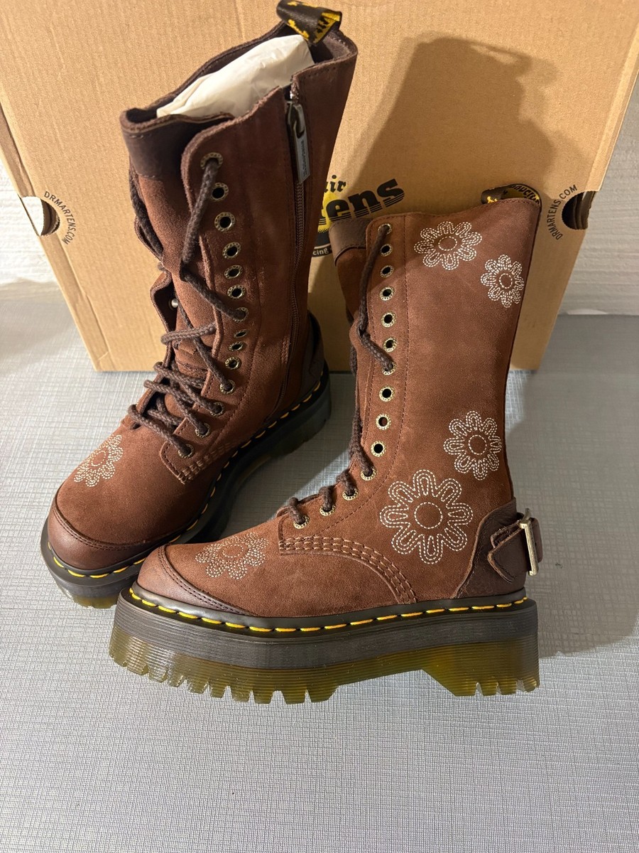 Dark Brown ~ DR. MARTENS 1B99 DUNNET FLOWER E.H Suede PLATFORM