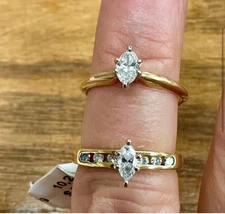 Yellow Gold Marquise Diamond Engagement & Wedding Ring