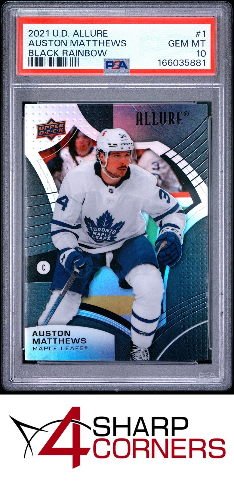 2021 UPPER DECK ALLURE BLACK RAINBOW #1 AUSTON MATTHEWS POP 2 PSA 10