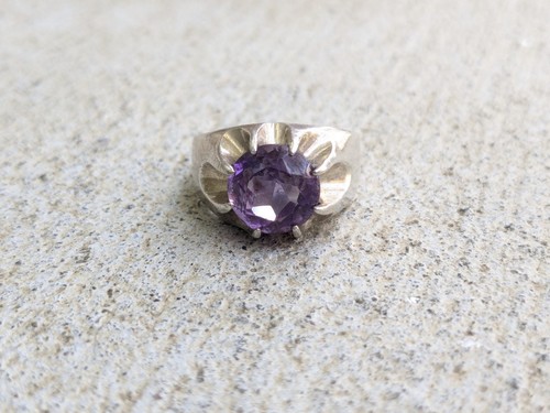 Vintage Sterling Silber Ring lila Amethyst 7 rund - Bild 3 von 13