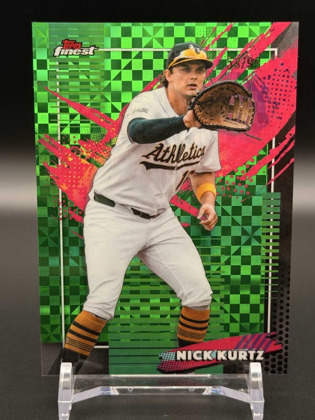 2026 Topps Finest Nick Kurtz #251 Rare Green 53/99 Xfractor #251- Athletics