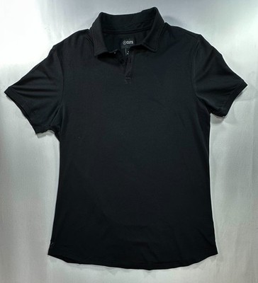 X Cuts 1/4 Button Cotton/Poly/Spandex Polo Shirt Black Men L