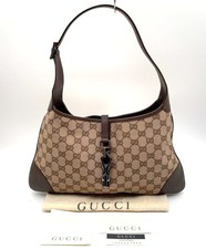 Auth Gucci Jackie GG Canvas Leather Brown 001.4057 Shoulder Bag W/Dbag NS060888
