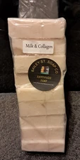 Milk and Collagen Cold Processed handmade soap loaf, 9  precut bars