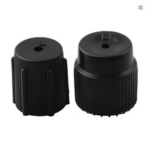 2x Car AC Valve Caps 16mm High / 13mm Low Refrigerant Port Dust Covers