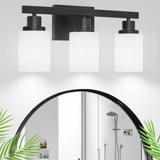 3-Light Bathroom Light Fixtures Over Mirror, Modern Matte Black Vanity Lights...
