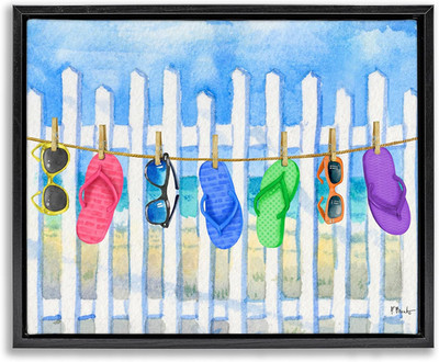 Summer Clothesline Floater Canvas Art by Paul Brent - 25x31 Inches
