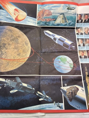 Póster desplegable Hammond Inc Trip to the Moon 1969 promoción de la NASA y astronautas - Imagen 5 de 9