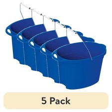 5-Pack 12-Quart Blue Plastic Oval Buckets for Storage or Organizing