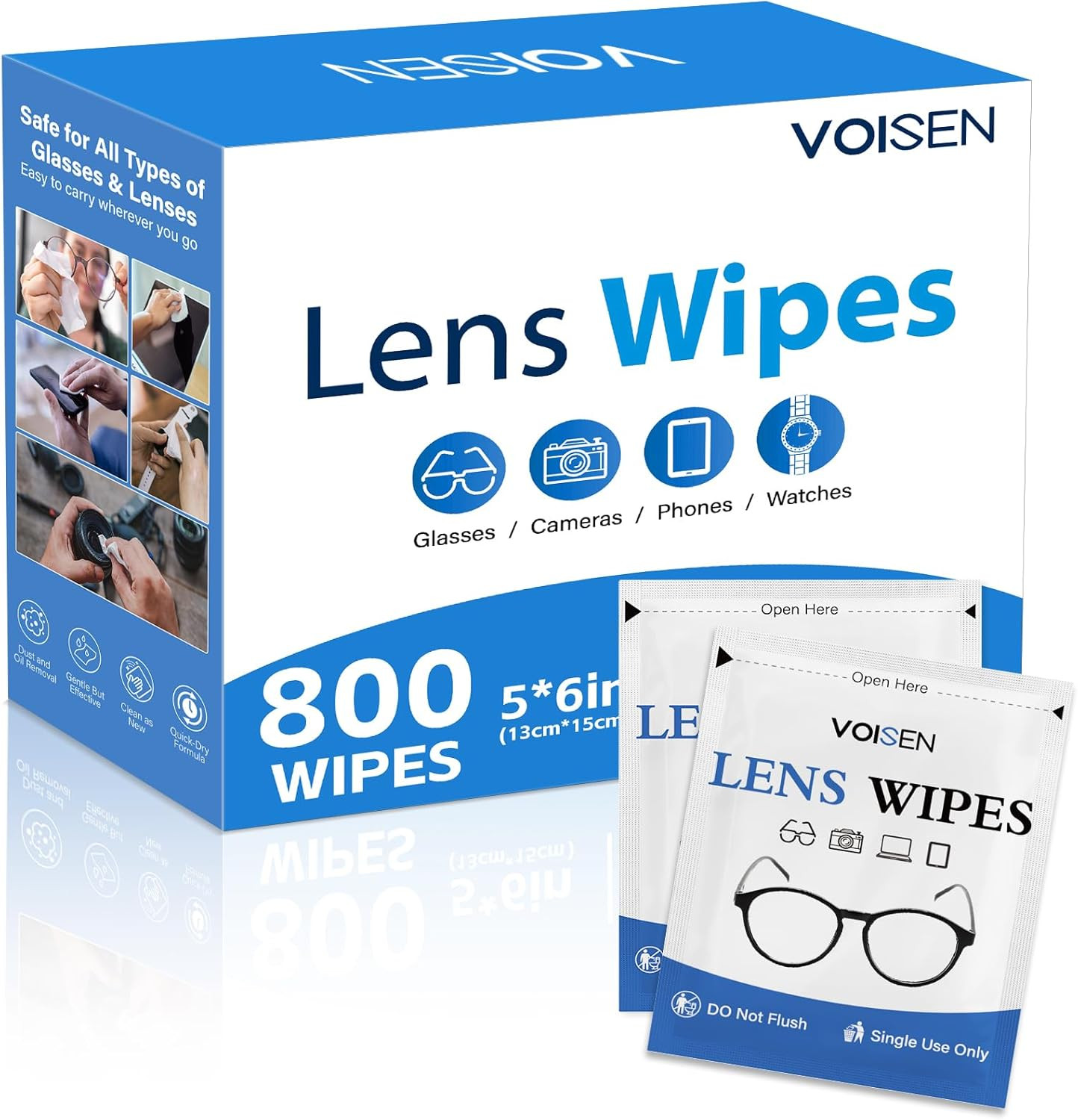 Lens Wipes for Eyeglasses,800 Pack Eye Glasses Cleaner Wipes,Pre-Moistened Indiv