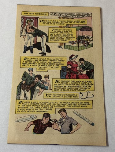 1960 cartoon page ~ RENE LAENNEC stethoscope