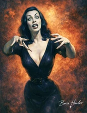 Boris Howler VAMPIRA HORROR HOSTESS 8.5X11 Art Print SIGNED classic horror