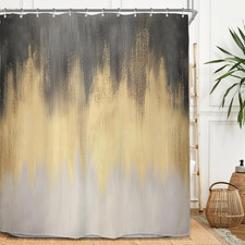 Abstract Gray Gold Modern Shower Curtain Set 60Wx71H Inches Contemporary Minimal